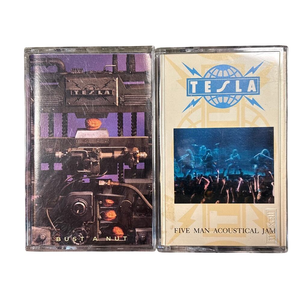 Tesla Cassette tape Bundle Bust A Nut & Five Man Acoustical Jam Geffen Records